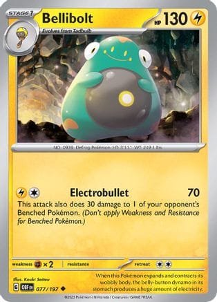 'Pokemon - 'Bellibolt 077/197  SV03 Obsidian Flames - Uncommon