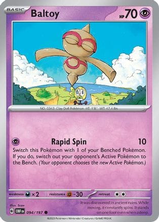 'Pokemon - 'Baltoy 094/197  SV03 Obsidian Flames - Common