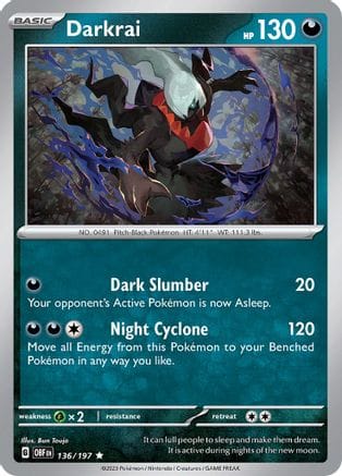 'Pokemon - 'Darkrai 136/197  - Holofoil SV03 Obsidian Flames - Rare