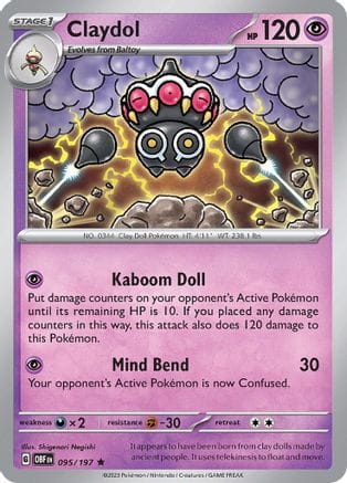 'Pokemon - 'Claydol 095/197  - Holofoil SV03 Obsidian Flames - Rare