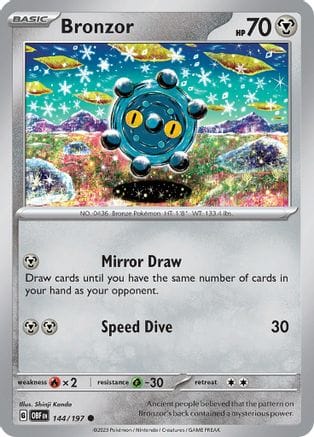 'Pokemon - 'Bronzor 144/197  SV03 Obsidian Flames - Common