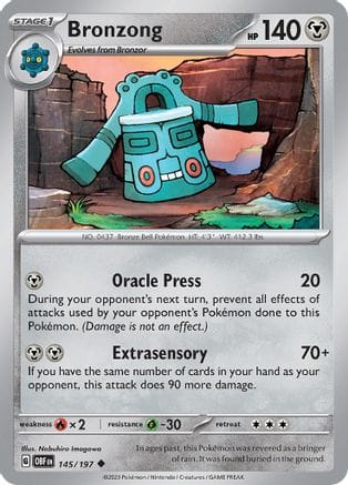 'Pokemon - 'Bronzong 145/197  - Reverse Holofoil SV03 Obsidian Flames - Uncommon