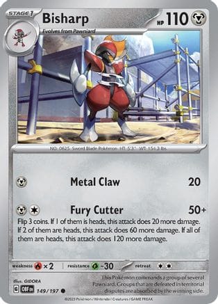 'Pokemon - 'Bisharp 149/197  SV03 Obsidian Flames - Common