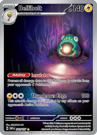 'Pokemon - 'Bellibolt 201/197  - Holofoil SV03 Obsidian Flames - Illustration Rare