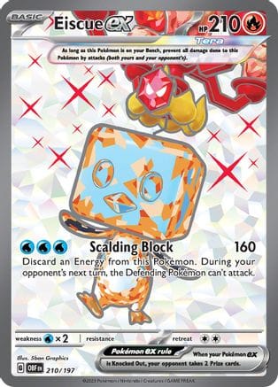 'Pokemon - 'Eiscue ex 210/197  - Holofoil SV03 Obsidian Flames - Ultra Rare