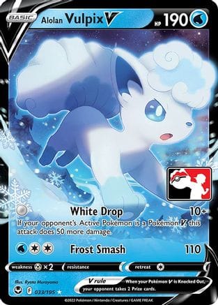 'Pokemon - 'Alolan Vulpix V 033  - Holofoil Prize Pack Series Cards - Ultra Rare