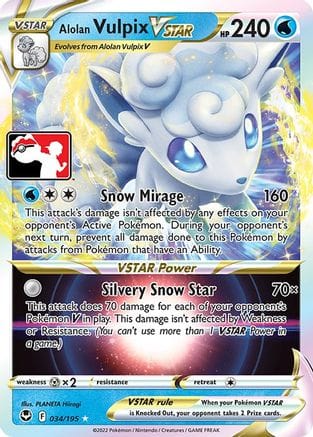 'Pokemon - 'Alolan Vulpix VSTAR 034  - Holofoil Prize Pack Series Cards - Ultra Rare