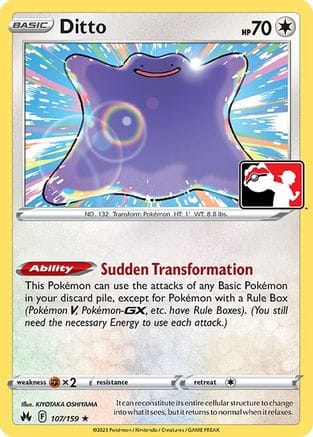'Pokemon - 'Ditto 107/159  Prize Pack Series Cards - Rare