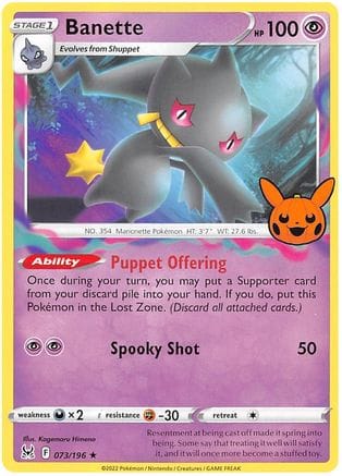 'Pokemon - 'Banette 073/196  Trick or Trade BOOster Bundle 2023 - Rare
