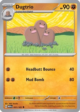 'Pokemon - 'Dugtrio 051/165  SV Scarlet & Violet 151 - Uncommon