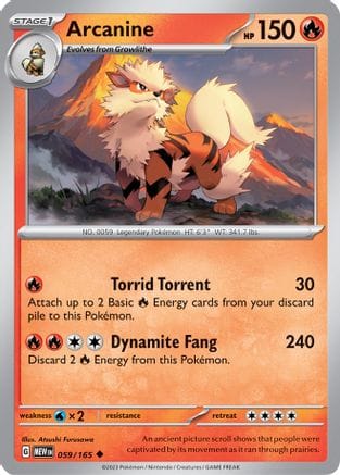 'Pokemon - 'Arcanine 059/165  - Reverse Holofoil SV Scarlet & Violet 151 - Uncommon