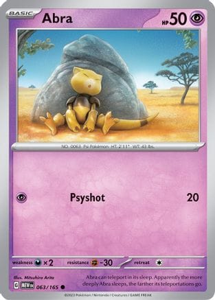 'Pokemon - 'Abra 063/165  - Reverse Holofoil SV Scarlet & Violet 151 - Common