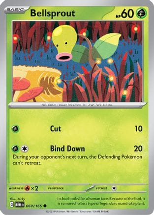 'Pokemon - 'Bellsprout 069/165  - Reverse Holofoil SV Scarlet & Violet 151 - Common