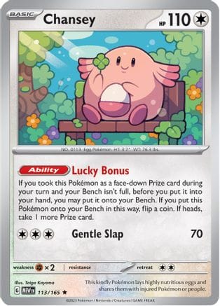 'Pokemon - 'Chansey 113/165  - Reverse Holofoil SV Scarlet & Violet 151 - Rare