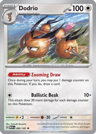'Pokemon - 'Dodrio 085/165  - Holofoil SV Scarlet & Violet 151 - Rare