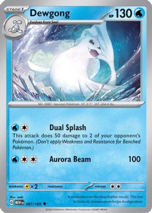 'Pokemon - 'Dewgong 087/165  SV Scarlet & Violet 151 - Uncommon
