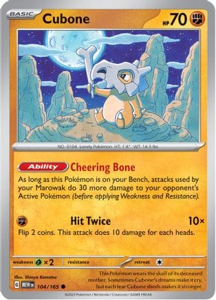 'Pokemon - 'Cubone 104/165  - Reverse Holofoil SV Scarlet & Violet 151 - Common