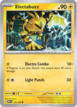'Pokemon - 'Electabuzz 125/165  SV Scarlet & Violet 151 - Common