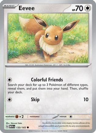 'Pokemon - 'Eevee 133/165  - Reverse Holofoil SV Scarlet & Violet 151 - Common