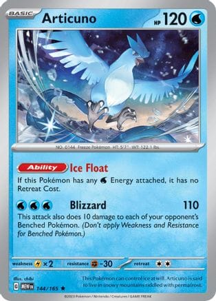 'Pokemon - 'Articuno 144/165  - Reverse Holofoil SV Scarlet & Violet 151 - Rare