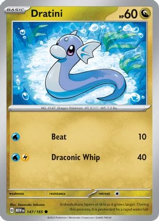 'Pokemon - 'Dratini 147/165  - Reverse Holofoil SV Scarlet & Violet 151 - Common