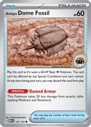 'Pokemon - 'Antique Dome Fossil 152/165  SV Scarlet & Violet 151 - Common