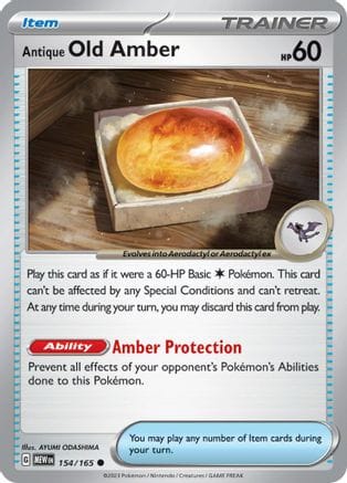'Pokemon - 'Antique Old Amber 154/165  SV Scarlet & Violet 151 - Common