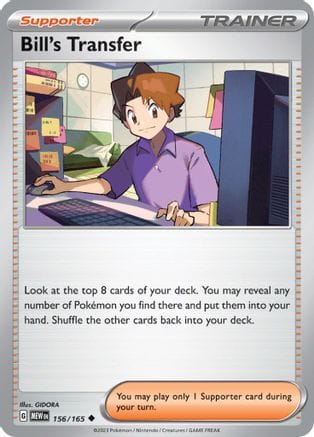 'Pokemon - 'Bill's Transfer 156/165  - Reverse Holofoil SV Scarlet & Violet 151 - Uncommon