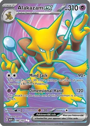 'Pokemon - 'Alakazam ex 188/165  - Holofoil SV Scarlet & Violet 151 - Ultra Rare