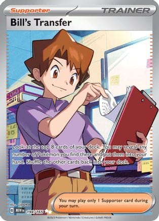 'Pokemon - 'Bill's Transfer 194/165  - Holofoil SV Scarlet & Violet 151 - Ultra Rare