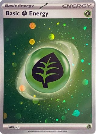 'Pokemon - 'Basic Grass Energy (Cosmos Holo) 001  - Holofoil SVE Scarlet & Violet Energies - Common