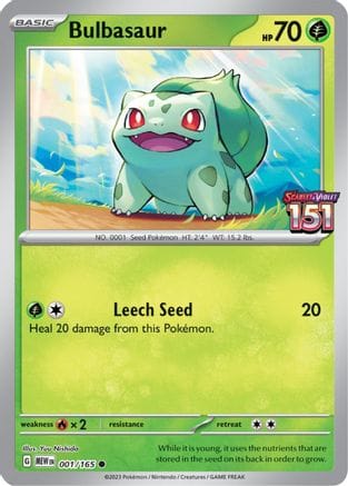 'Pokemon - 'Bulbasaur 001/165  - Reverse Holofoil Miscellaneous Cards & Products - Promo