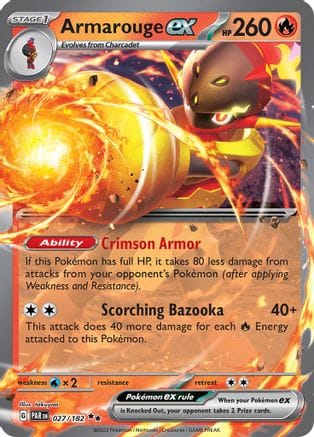 'Pokemon - 'Armarouge ex 027/182  - Holofoil SV04 Paradox Rift - Double Rare