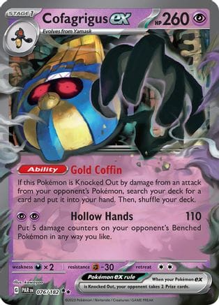 'Pokemon - 'Cofagrigus ex 076/182  - Holofoil SV04 Paradox Rift - Double Rare