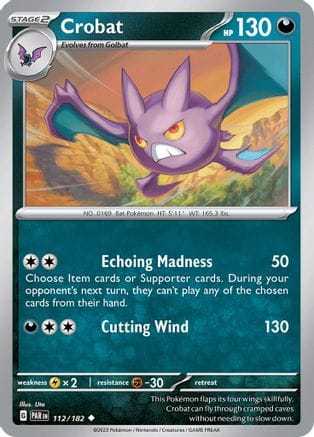 'Pokemon - 'Crobat 112/182  SV04 Paradox Rift - Uncommon