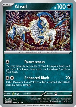 'Pokemon - 'Absol 113/182  SV04 Paradox Rift - Uncommon