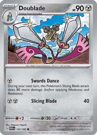 'Pokemon - 'Doublade 133/182  - Reverse Holofoil SV04 Paradox Rift - Common