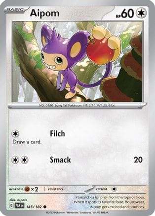 'Pokemon - 'Aipom 145/182  - Reverse Holofoil SV04 Paradox Rift - Common