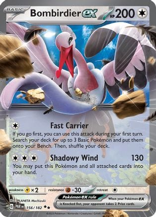 'Pokemon - 'Bombirdier ex 156/182  - Holofoil SV04 Paradox Rift - Double Rare
