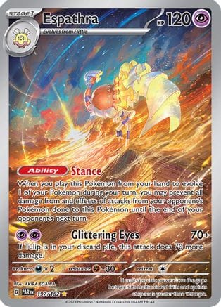 'Pokemon - 'Espathra 197/182  - Holofoil SV04 Paradox Rift - Illustration Rare