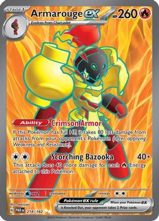 'Pokemon - 'Armarouge ex 218/182  - Holofoil SV04 Paradox Rift - Ultra Rare