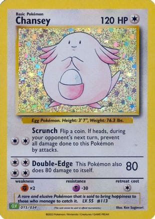 'Pokemon - 'Chansey 015/034  - Holofoil Trading Card Game Classic - Classic Collection