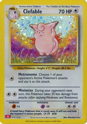 'Pokemon - 'Clefable 014/034  - Holofoil Trading Card Game Classic - Classic Collection