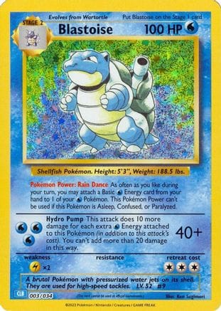 'Pokemon - 'Blastoise 003/034  - Holofoil Trading Card Game Classic - Classic Collection