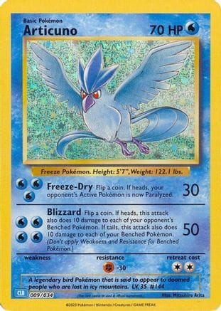 'Pokemon - 'Articuno 009/034  - Holofoil Trading Card Game Classic - Classic Collection