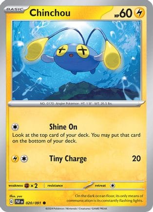 'Pokemon - 'Chinchou 020/091  - Reverse Holofoil SV Paldean Fates - Common