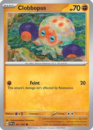 'Pokemon - 'Clobbopus 051/091  - Reverse Holofoil SV Paldean Fates - Common