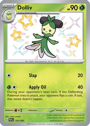 'Pokemon - 'Dolliv 103/091  - Holofoil SV Paldean Fates - Shiny Rare