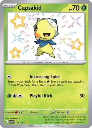 'Pokemon - 'Capsakid 106/091  - Holofoil SV Paldean Fates - Shiny Rare