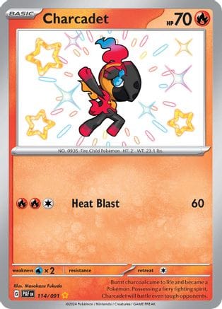 'Pokemon - 'Charcadet 114/091  - Holofoil SV Paldean Fates - Shiny Rare